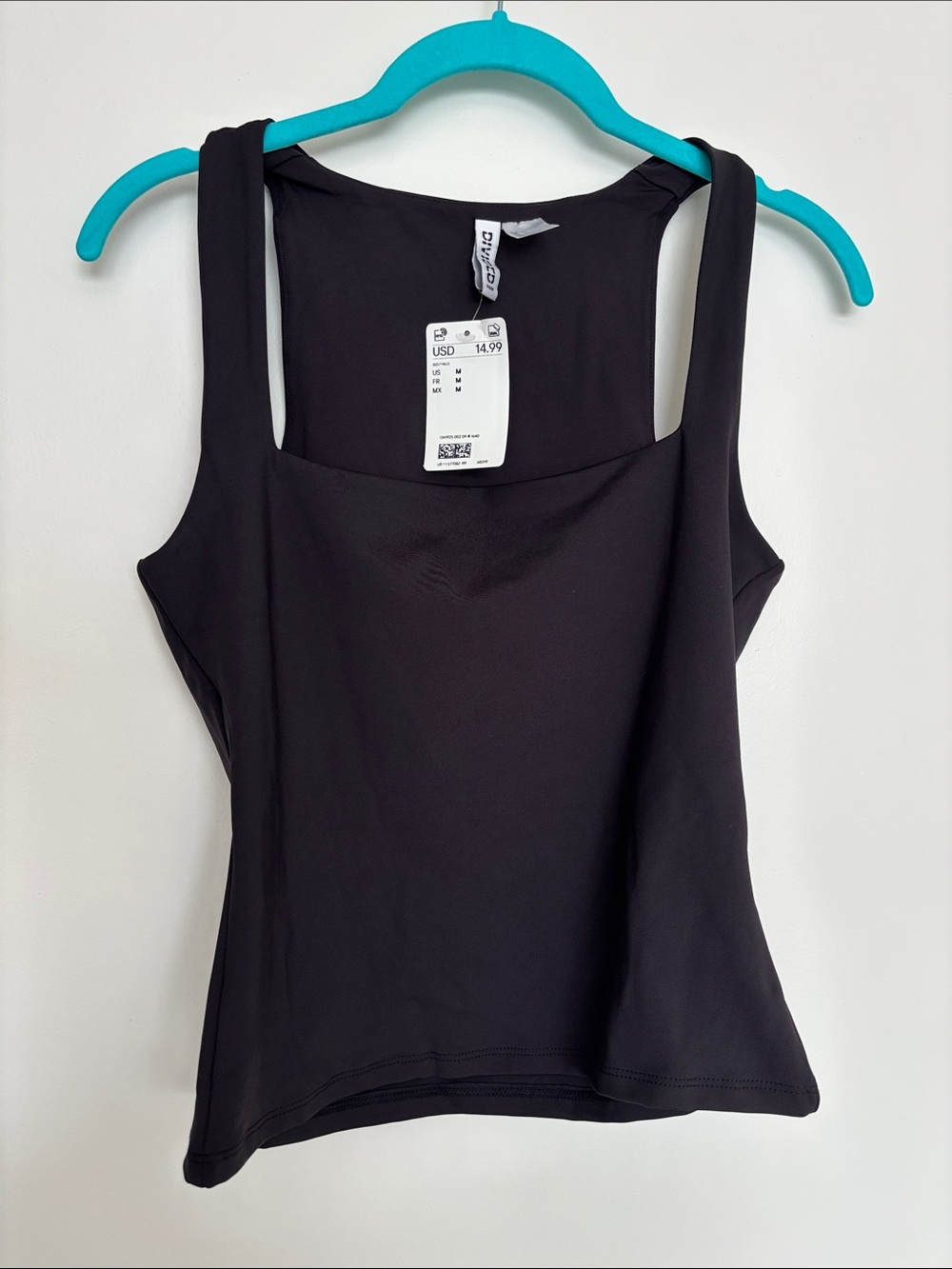 NWT H&M Black Square-Neck Tank Top with Wide Straps